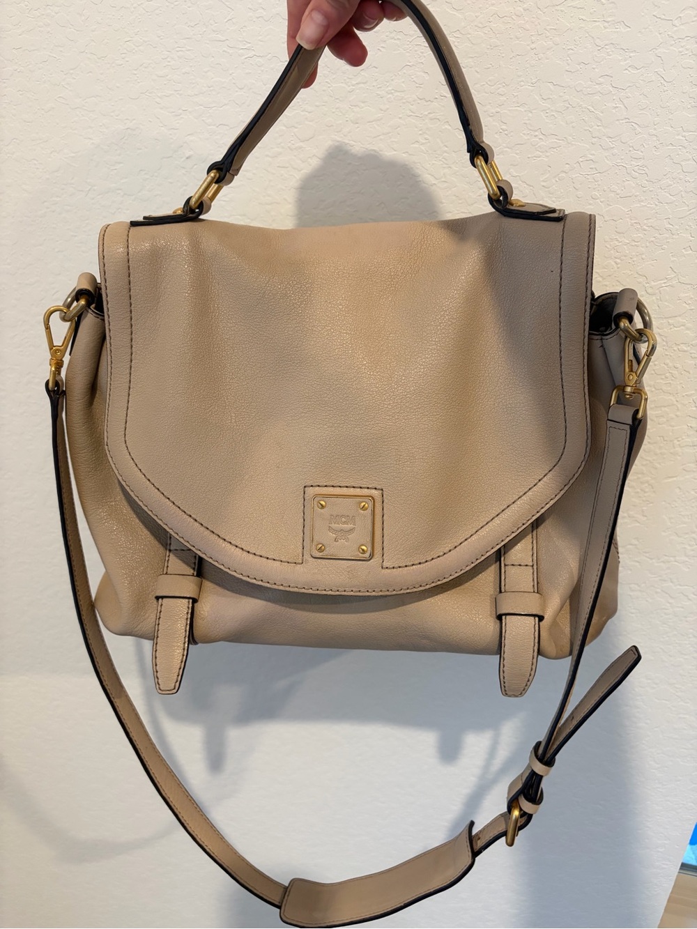 MCM Pebbled Leather Top-Handle Satchel with Detachable Strap 😍